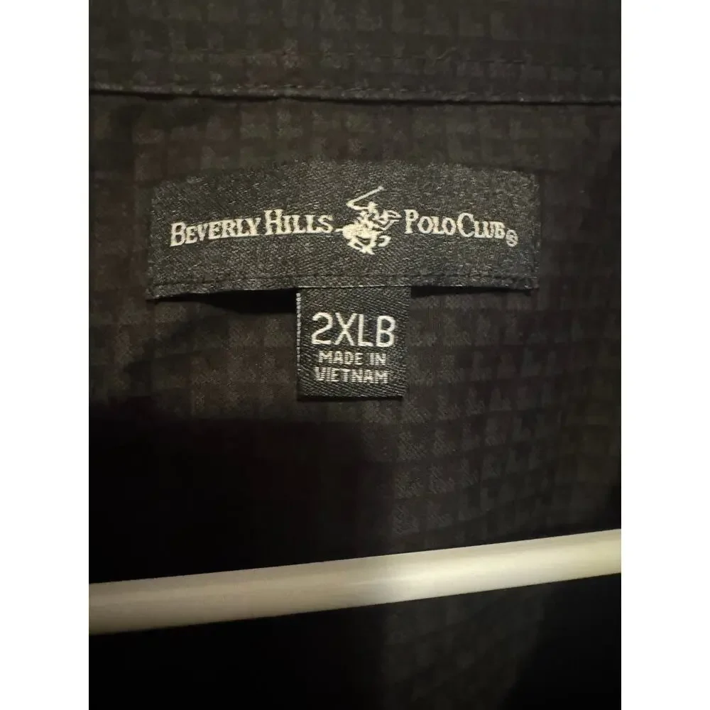 Beverly Hills Polo Club Men's Shirt Gray Black Check Long Sleeve Size 2XLB NWOT